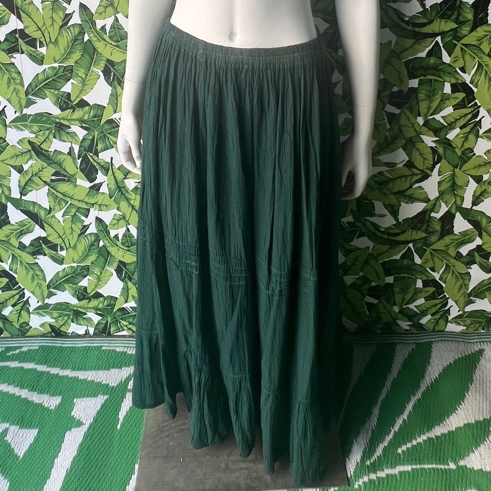 Green Maxi Skirt | One size fits most, 100% Organic Cotton, Hand-made